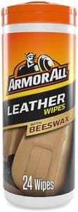 Armor All, 24 Beeswax Leather Wipes, Keeps Leather Looking New and Protects Against Stains, Biodegradable Plastic-Free Wipes, Freshness Lock, Ideal for Car & Motorcycle Detailing, Made in UK