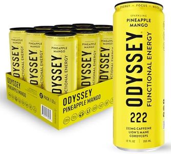 Odyssey Elixir - Odyssey 222 - Sparkling Energy Drink - 222 mg of Caffeine - Lion's Mane & Cordyceps - Energy & Focus - Endurance & Stamina - Nootropic - Pre Workout - Pineapple Mango