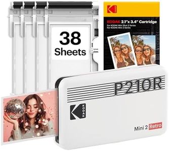 KODAK Mini 2 Retro 4PASS Portable Photo Printer (2.1x3.4 inches) Initial 8 Sheets + 60 Sheets Bundle, White