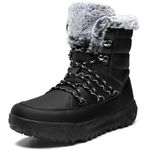 STQ Winter Boots Women Ankle Snow Boot Fall Non Slip Warm Booties Fur Lined Hiking Short Walking Outdoor Suede All Black Size 8