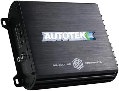 Autotek 3000 Watt 2 Channel Car Audio Amplifier with Bass Knob, High Output Class D Mono Bridged 4 Ohm Stable Input, Street Machine, SM-3000.2D, Black