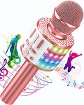 Karaoke Wireless Microphone, 5 in 1 Bluetooth Microphone with Dancing LED Lights, Portable Singing Mic Karaoke Machine Speaker, Home KTV Karaoke Player for Kids Adults Party Support Android iOS Device