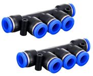 PK-8(8mm) OD Quick Release Connectors Manifold，Inline Manifold Union Fittings, Air Push Quick Fittings, Pneumatic Connectors Push to Connect Fittings Kit, 20 PCS