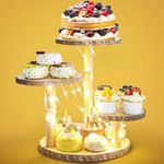 Primo Lines Wood Cupcake Stand for 24 Cupcakes with LED Light, 3 Tier Cupcake Tower, Tiered Tray Stand, Dessert Stands, Cupcake Display Stand, Cake Holder for Woodland Safari Baby Shower Decorations