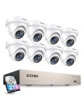 ZOSI 8CH 1080P Security Camera System with AI Human Vehicle Detection, H.265+ 8 Channel 5MP Lite HD-TVI DVR Recorder with 2TB HDD and 8pcs 1920TVL CCTV Dome Cameras Indoor Outdoor, 80ft Night Vision