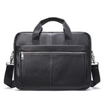 Leather Business Messenger Bag Briefcase Handbag for Men Carry All Laptop Protection for 14 Inch Computer Crossbody Shoulder Satchel Bags Handbag, Black