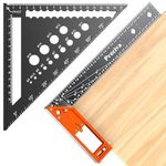 Carpenters Square Tool, Preciva Combination Square 12inch And Triangle Ruler 7inch,Set Square Adjustable Square Angle Ruler Woodworking Tools For Engineers Carpenters