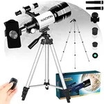 Telescope for Adults & Kids - NACATIN 70mm Aperture (15X-150X) Portable Refractor Telescopes for Astronomy Beginners, 300mm Professional Travel Telescope with A Smartphone Adapter& A Wireless Remote