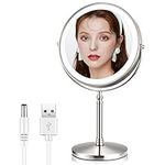 Makeup Mirror with Lights,10X Magnifying Mirror LED Lighted Vanity Mirror, Rotates 360 Degrees, Double Sided Round Mirror