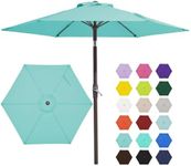 JEAREY 9FT Outdoor Patio Umbrella Outdoor Table Umbrella with Push Button Tilt and Crank, Market Umbrella 8 Sturdy Ribs UV Protection Waterproof for Garden, Deck, Backyard, Pool (Peacock Blue)