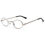 kachawoo Tiny Oval Eyeglasses Men Metal Retro Glasses Frame Women Small Round Decoration (silver with clear)