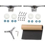 RADECKAL Complete Skateboard Kit, Including Trucks, Deck Kit, White Wheels, Blue ABEC 7 Bearings, Hardware - Regular Black Grip Tape, Silver Y Skate Tool, Size 7.75" to 8.25" and 5.5" Trucks