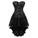 KSHUN Womens Vintage Sexy Steampunk Overbust Corset Bustier Top with Skirt (Black,Small)