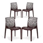 Supreme chairs Web Plastic Chair| Armless Chair for Dining Room Set, Cafe and Restaurents | Weight Bearing Upto 220kg | 6 Months Warranty*| (Color: Globus Brown | Set of 4 Piece)