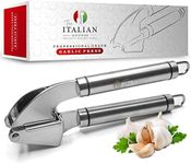The Italian Kitchen Stainless Steel Garlic Press - Heavy Duty Garlic Extruder