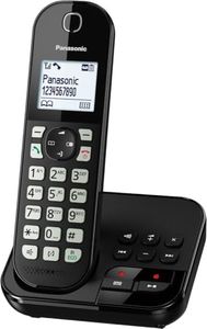 Panasonic KX-TGC460GB Schnurlostelefon mit Anrufbeantworter, Telefonbuch für bis zu 120 Einträge, LCD-Display, beleuchteter Tastatur, kompakter Basisstation, Anrufsperre, Schwarz