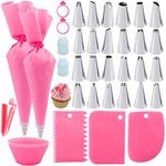 36Pcs Pink Piping Bags & Tips Set,2