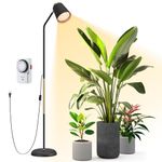 Bstrip Grow Light with Stand, 3000K Floor Grow Light for Indoor Plants, 20W Full Spectrum Light with Auto On/Off Timer Function, 27.5-61 Inches Height Adjustable Plant Stand with Rotatable Grow Bulb