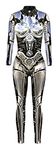 Women's Halloween Costumes Jumpsuits Digital Printed Skinny Catsuit Gold Robot Jumpsuit Small