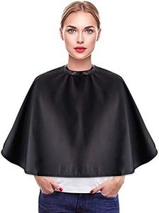 Noverlife Black Makeup Cape, Chemical & Water Proof Beauty Salon Shorty Smock for Clients, Lightweight Comb-out Beard Apron Shortie Makeup Bib Styling Shampoo Cape for Makeup Artist Beautician