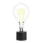 Amped & Co Lightbulb Neon Light, Vintage Edison Style Novelty Desk Lamp, Real Neon White/Yellow, Large 14x6 inches