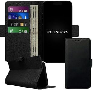 RadEnergy Universal EMF Blocking Leather Wallet Phone Case with Card Holder, Anti Radiation EMF Protection, Radiation Blocker Cell Phone Leather Flip Folio Case (Black, Medium)