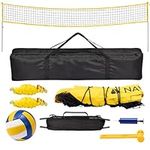 Navaris Portable Volleyball Set - Complete Outdoor Volley Ball Set - With Adjustable Net Height & Carry Bag - Ideal for Pool, Beach, Backyard, Schools and Clubs