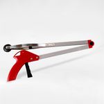 Kuber Industries Extending Garbage Picker|Foldable Helping Hand Tool| Excellent Grip Handle with Lock Latch (Red)