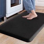 Carvapet Non Slip Kitchen Mat Anti Fatigue Standing Mats Cushioned Comfort Kitchen Floor Mats PVC Waterproof Runner Rug for Standing Desk, Kitchen, Office (Black,44x70cm)