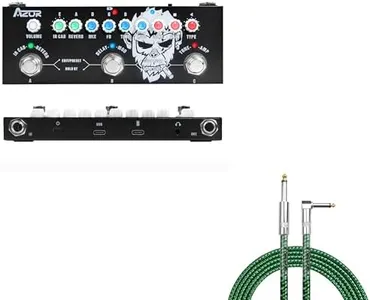 AZOR Multi Effects Guitar Pedal with 3 Preset,8 IR Cab 9 AMP Models with TS 1/4 Inch Guitar Cable 10ft Electric Instrument Cord
