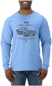 Ford Mustang Legendary Performance Est 1964 | Retro Vintage | Novelty Merch Racing Merchandise Cars and Trucks Mens Long Sleeve Shirt, Light Blue, 3X-Large