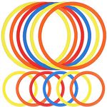 Libima 12 Pcs Obstacle Course Ring Set 16 Inch 28 Inch Hoop Plastic Toys Exercise Hoops Bulk for Little Teens Adults Party Games Educational Activities Holiday Decoration Gymnastics, 4 Colors