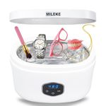 MILEKE Ultrasonic Cleaner for Jewelry, Eyeglasses and Contact Lens Cleaner with Degas Function, Denture and Retainer Cleaner in 5 Timing Mode, 110V30W 40KHz 20oz (600ml)