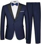 MAGE MALE Men's 2 Piece Suit Peaked Lapel One Button Slim Fit Formal Wedding Prom Suits Blazer Pants with Bow Tie Set