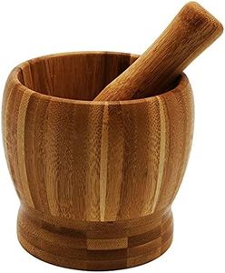 Mantouxixi Wood Mortar and Pestle Bamboo Guacamole Bowl Shell Garlic Mortar Pepper Press Mincer Grinder Chopper Crusher Molcajete Mixed Kitchen Tool - Large