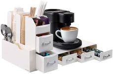 Navaris Coffee Station Organizer - Space-Saving Design for Tea and Coffee Bar Accessories - Sachet Holder & Condiment Organiser Suitable for Home, Office, Gym, or Hotel - Cream