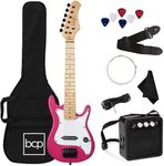 Best Choice Products 30in Kids Electric Guitar Beginner Starter Kit w/ 5W Amplifier, Strap, Gig Bag, Strings, Picks - Pink Sparkle