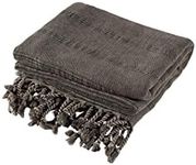 Stonewashed Turkish Towel, InfuseZen Thin & Absorbent Bath Towel, Beach Towel and Pool Towel, Large Cotton Stone Washed Peshtemal Towels Weaved in Turkey, Hammam Spa Towels (Faded Black/Charcoal Grey)
