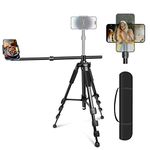 Elitehood Overhead Tripod for iPhone [Heavy Duty & Ultra-Stable], 63cm Horizontal Long Extendable Boom, 180cm iPhone Tripod Stand for Filming with 360° Rotation Phone Holder Mount for Video Recording