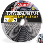 XFasten Black Butyl Seal Tape, 3/4 Inch x 45 Feet, 1/8 Inch Thick, Leak Proof Putty Tape for RV Repair, Window, Boat Sealing, Glass and EDPM Rubber Roof Patching