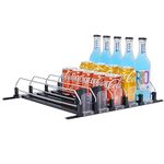 CSTDE Drink Dispenser for Fridge, Self-Pushing Soda Can Organiser for Refrigerator with Adjustable Width, Automatic Can Dispenser for Fridge 38 x 42cm, 5 Rows