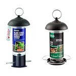 Gardman Steel Nyger Seed Feeder - Black & Black Steel Wild Bird Seed Feeder - 21cm x 10cm x 10cm