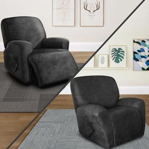 ANARACHON Leather Look Oversize Recliner Chair Covers, Thick 4 Pieces Lazy Boy Recliner Covers for Recliner Chair, Leather Cover for Recliner Slipcovers for Pets Kids(X-Large, Dark Grey)