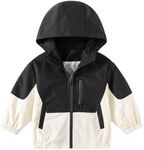 Volunboy Toddler Boys Windbreaker Casual Outerwear Kids Lightweight Zip Hooded Jacket Baby Cute Dust Coat, Blackbeige, 1-2 Years