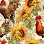 MuralPeel Watercolor Farm Rooster Chicken Sunflower Peel and Stick Wallpaper Self Adhesive Removable Easy Peel Off Stick on Wall Paper for Bedroom Cabinet Renter