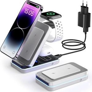 Station de Charge Apple, Chargeur 3 en 1 Apple pour Iphone 15/14/13/12/11/Pro/Max/Xs/Xr/X/Plus, Station de Charge Samsung et Watch Iphone, Airpods 3/2/Pro, Chargeur Induction Iphone sans Fil