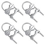 MOOKEERF 4 PCS U Bolts Antenna Mast Clamp with V Jaw for 1-1.8" OD Poles, Heavy Duty Antenna Mast to Mast Mount Bracket Kit Ham TV Antennas, Security Cameras, Outdoor Lights