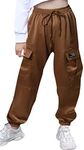 SANGTREE Girls & Women's Cargo Jogger Pants, 3 Years - Women 3XL, 4# Brown, Small