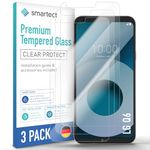 smartect Glass Screen Protector [3 Pieces, Ultra-Clear] for LG Q6, HD Protective Film Anti Scratch, Bubble Free, 9H Hardness, Ultra Resistant