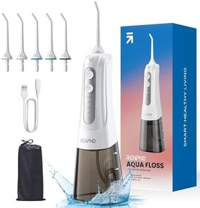 Cordless Water Flosser - RENPHO 300ML Dental Oral Irrigator IPX7 Waterproof for Shower, 4 Flossing Modes 5 Jet Tips for Sensitive Gums, USB Rechargeable Portable Teeth Cleaner for Travel 30 Days Use
